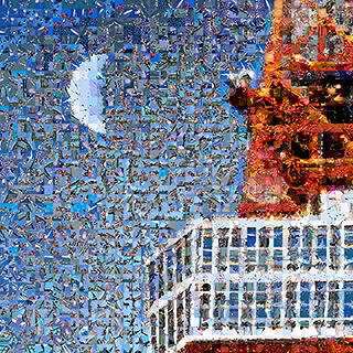 祭・百景借景「東京タワーと弦月」
Matsuri・Hyakkei Shakkei Tokyo Tower and Half moon
728×1030mm　2013年